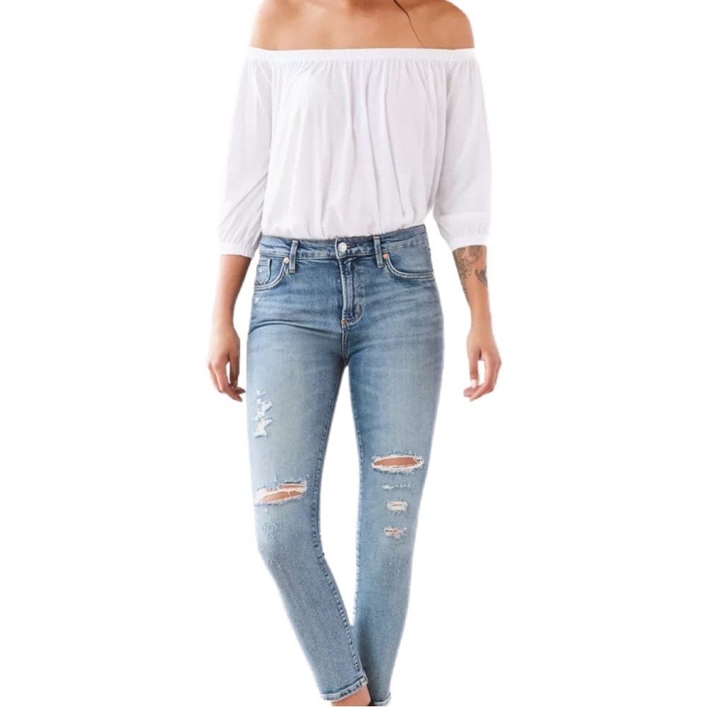 Agolde Sophie Crop High Rise Skinny Jeans in Medium Wash Size 24